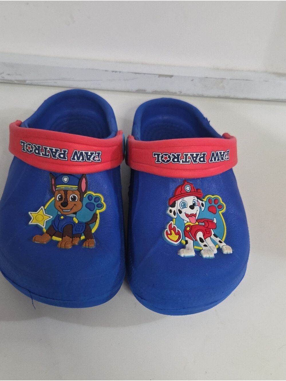 Paw Patrol Blue Kids Clogs with Red Heel Strap and Character Accents